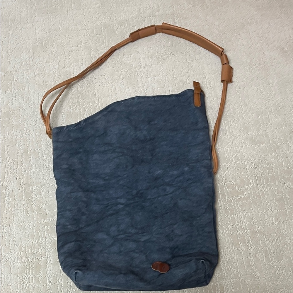 Canvas and leather blue/ brown Bag